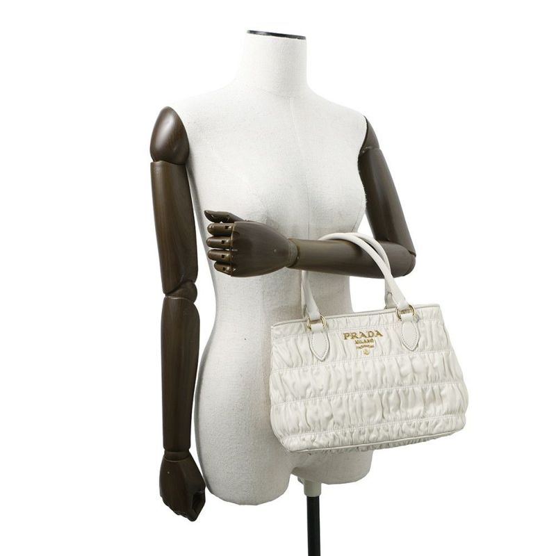 プラダ ハンドバッグ ギャザー レザー 1BA172 PRADA 2way 白