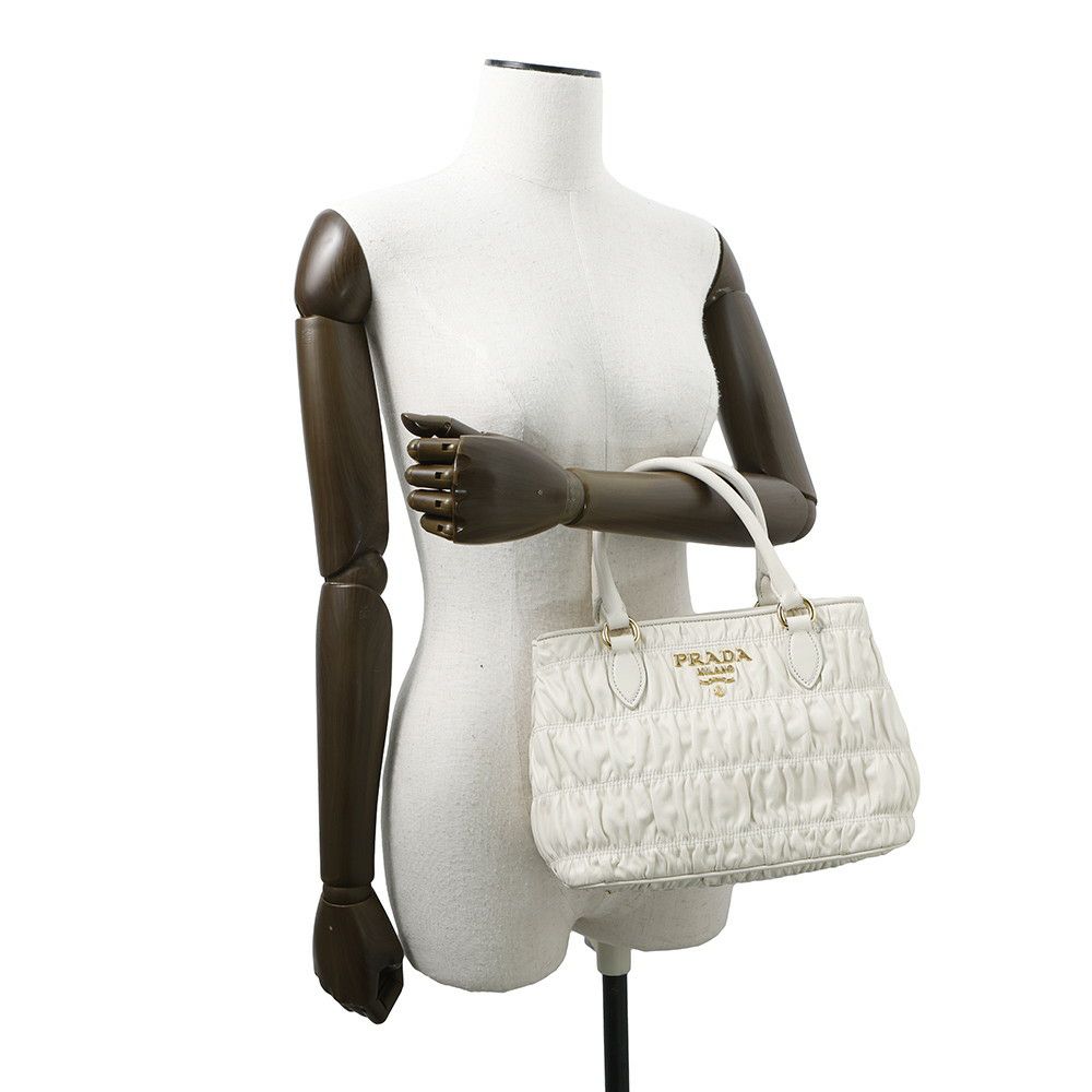 プラダ ハンドバッグ ギャザー レザー 1BA172 PRADA 2way 白