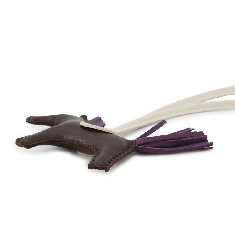 エルメス バッグチャーム ロデオPM ルージュセリエ/ヴィオレ/クレ ラムスキン U刻印 HERMES チャーム オーナメント