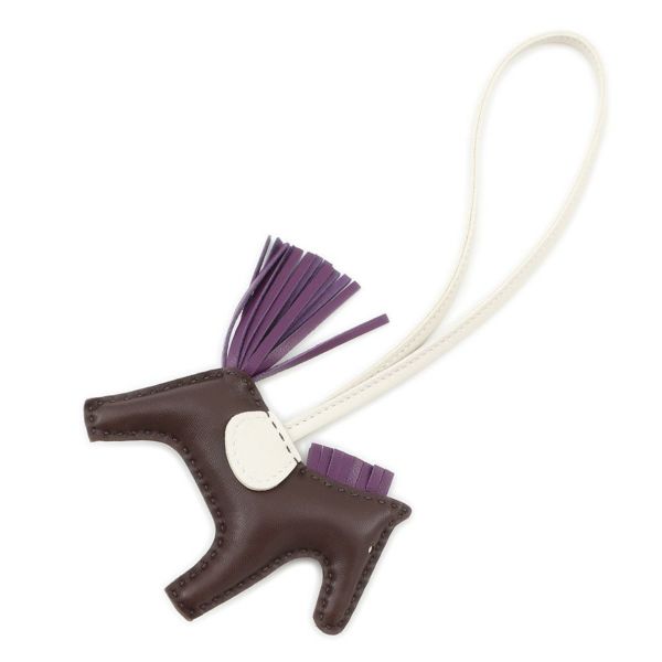 エルメス バッグチャーム ロデオPM ルージュセリエ/ヴィオレ/クレ ラムスキン U刻印 HERMES チャーム オーナメント