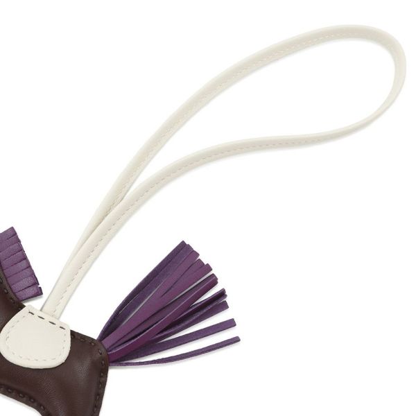 エルメス バッグチャーム ロデオPM ルージュセリエ/ヴィオレ/クレ ラムスキン U刻印 HERMES チャーム オーナメント