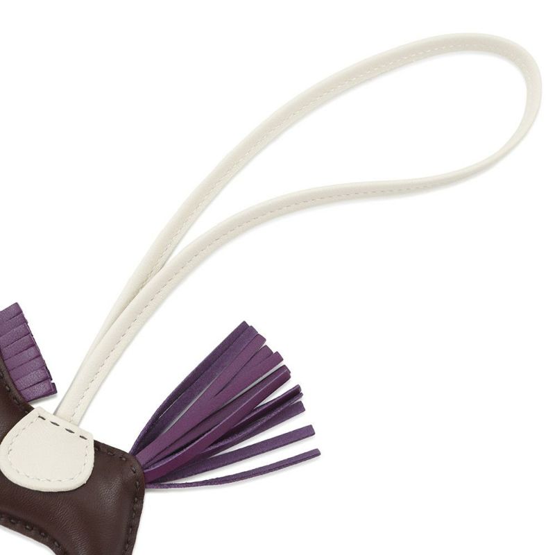 エルメス バッグチャーム ロデオPM ルージュセリエ/ヴィオレ/クレ ラムスキン U刻印 HERMES チャーム オーナメント