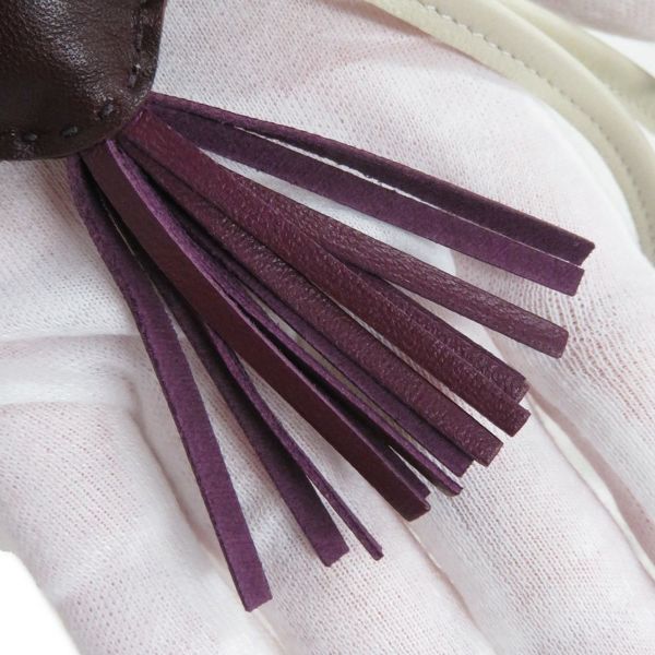 エルメス バッグチャーム ロデオPM ルージュセリエ/ヴィオレ/クレ ラムスキン U刻印 HERMES チャーム オーナメント