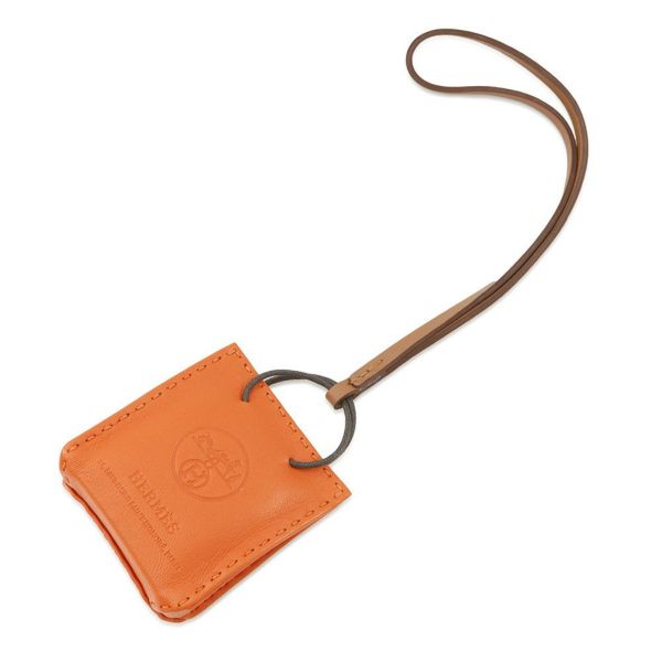 エルメス バッグチャーム ショッパー サックオランジュ フー/ゴールド ラムスキン Y刻印