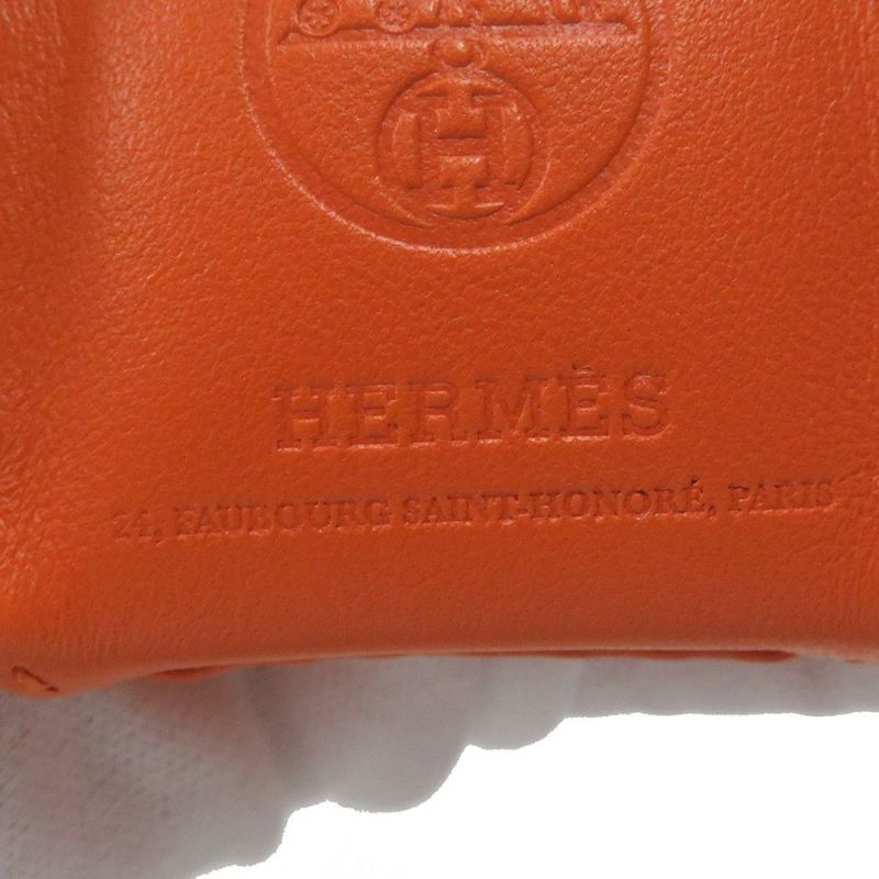 エルメス バッグチャーム ショッパー サックオランジュ フー/ゴールド ラムスキン Y刻印