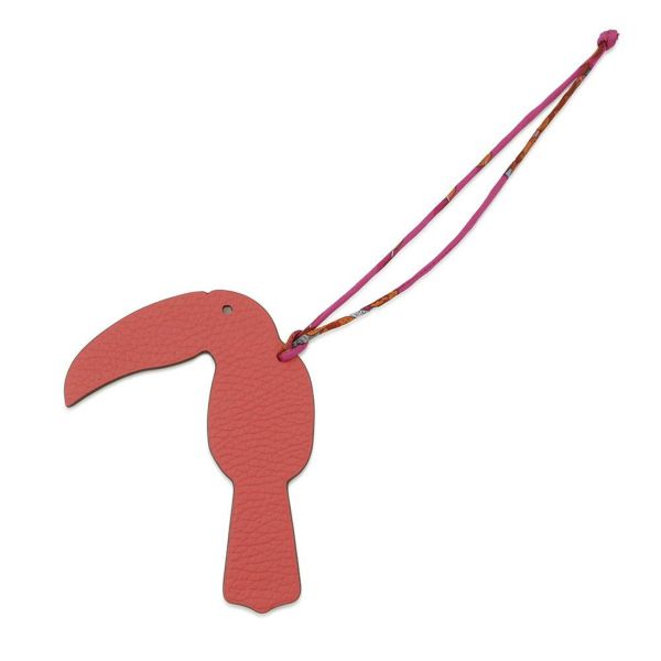 エルメス バッグチャーム プティアッシュ オオハシ ルージュ/ベージュ トリヨンクレマンス/シェブルミゾル HERMES