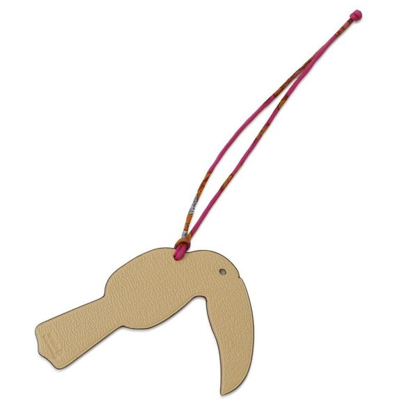 エルメス バッグチャーム プティアッシュ オオハシ ルージュ/ベージュ トリヨンクレマンス/シェブルミゾル HERMES