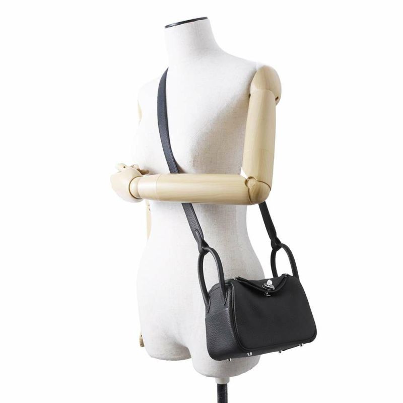 エルメス リンディ ミニ ブラック/シルバー金具 トリヨンクレマンス W刻印 2way 黒