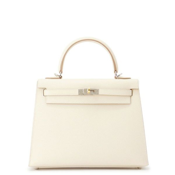 エルメス ハンドバッグ ケリー25 外縫い クレ/エレクトラム金具 エプソン K刻印 2wayショルダー