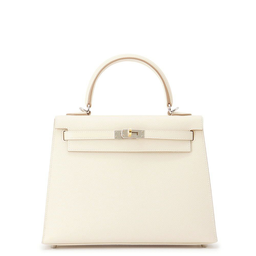 エルメス ハンドバッグ ケリー25 外縫い クレ/エレクトラム金具 エプソン K刻印 2wayショルダー