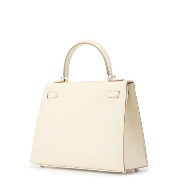 エルメス ハンドバッグ ケリー25 外縫い クレ/エレクトラム金具 エプソン K刻印 2wayショルダー