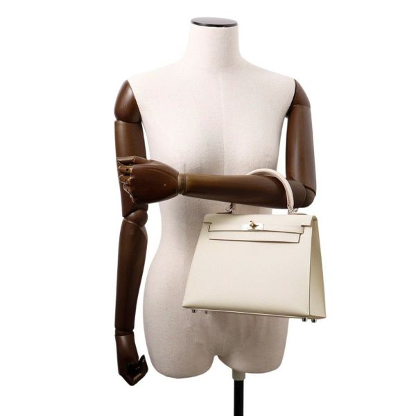 エルメス ハンドバッグ ケリー25 外縫い クレ/エレクトラム金具 エプソン K刻印 2wayショルダー