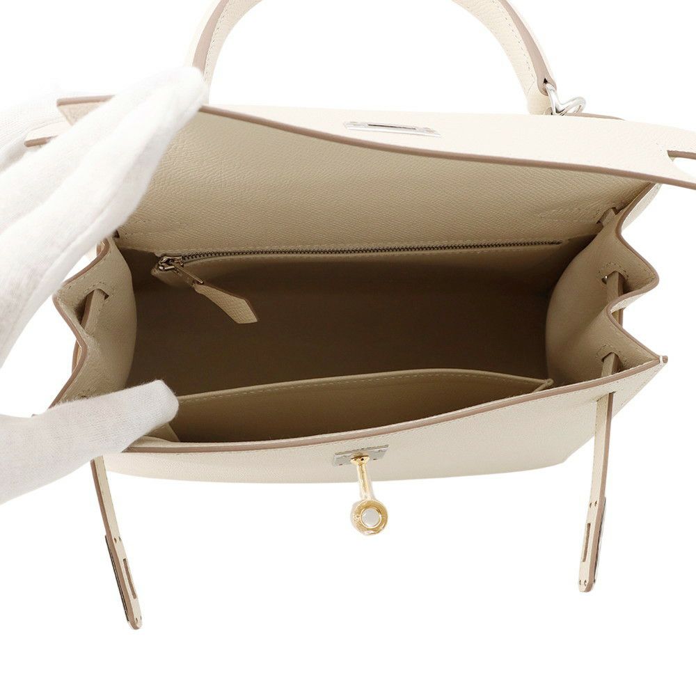 エルメス ハンドバッグ ケリー25 外縫い クレ/エレクトラム金具 エプソン K刻印 2wayショルダー