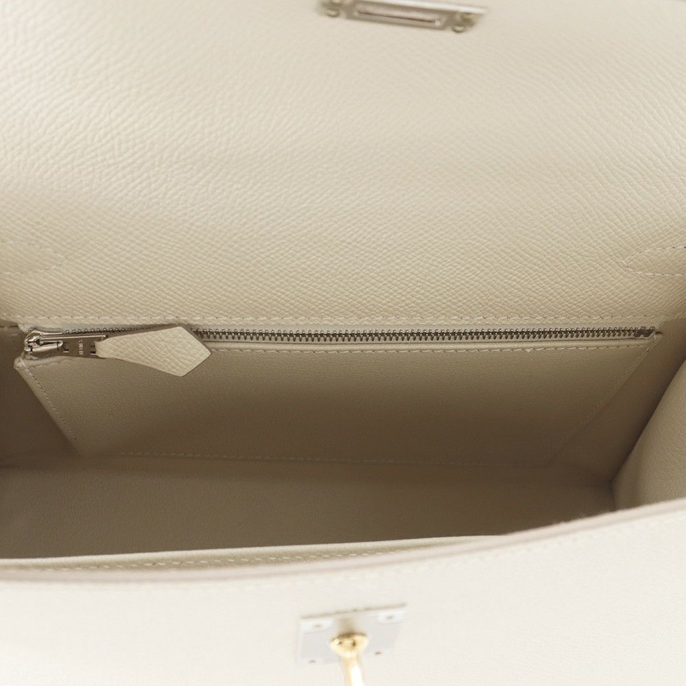 エルメス ハンドバッグ ケリー25 外縫い クレ/エレクトラム金具 エプソン K刻印 2wayショルダー