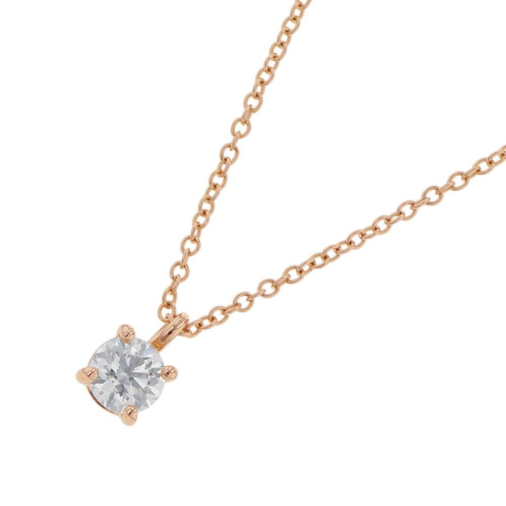 ティファニー ネックレス ソリティア ダイヤモンド ペンダント ダイヤ 0.30ct K18PGピンクゴールド Tiffany&Co. 鑑定書付き