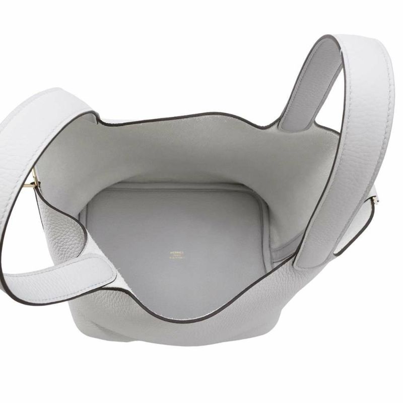 エルメス ハンドバッグ ピコタンロックMM ブルーペール/ゴールド金具 トリヨンクレマンス W刻印