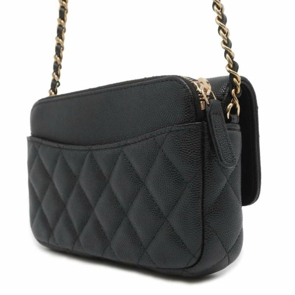 シャネル チェーンウォレット マトラッセ ココマーク キャビアスキン AP2096 CHANEL 財布 フラップフォンケース バッグ 黒