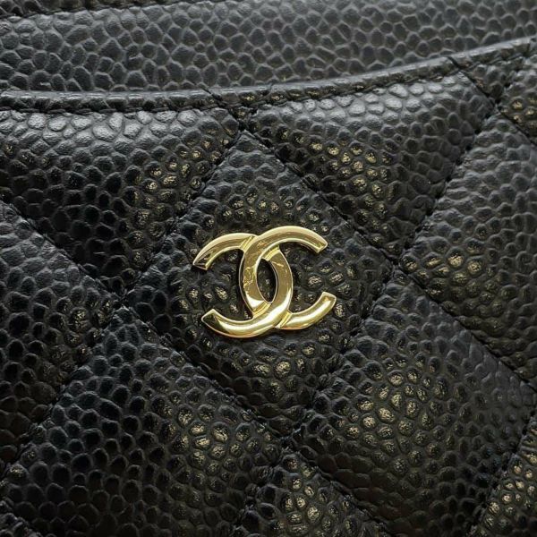 シャネル カードケース クラシック マトラッセ ココマーク キャビアスキン AP0213 CHANEL 定期入れ 名刺入れ 黒