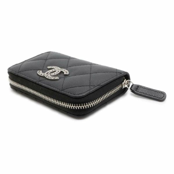 シャネル コインケース マトラッセ ジップ コインパース ココマーク キャビアスキン AP3830 CHANEL 財布 黒