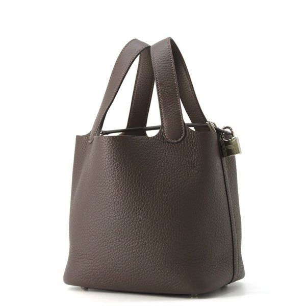 エルメス ハンドバッグ ピコタンロックPM エベンヌ/シルバー金具