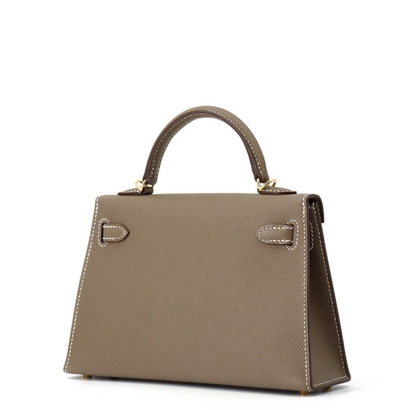 エルメス ハンドバッグ ミニケリー2 外縫い エトゥープ/ゴールド金具 エプソン K刻印 2wayショルダー