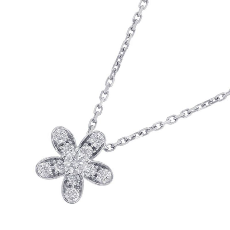 ヴァンクリーフ&アーペル ネックレス ソクラテス ペンダント 1フラワー ダイヤモンド 11P 0.3ct K18WGホワイトゴールド VCARG44200