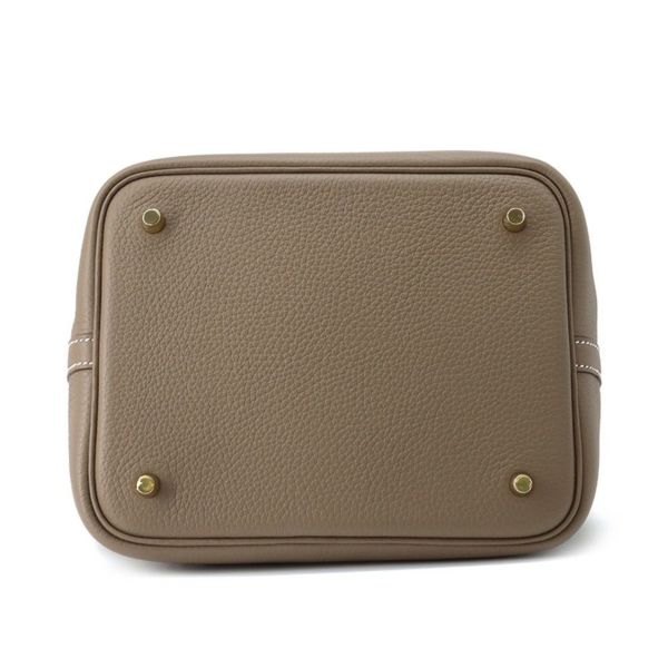 エルメス ハンドバッグ ピコタンロックMM エトゥープ/ゴールド金具 トリヨンクレマンス W刻印 HERMES トートバッグ