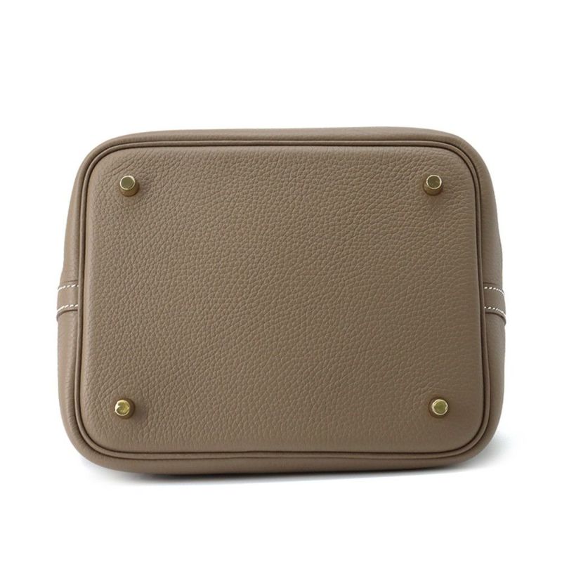 エルメス ハンドバッグ ピコタンロックMM エトゥープ/ゴールド金具 トリヨンクレマンス W刻印 HERMES トートバッグ