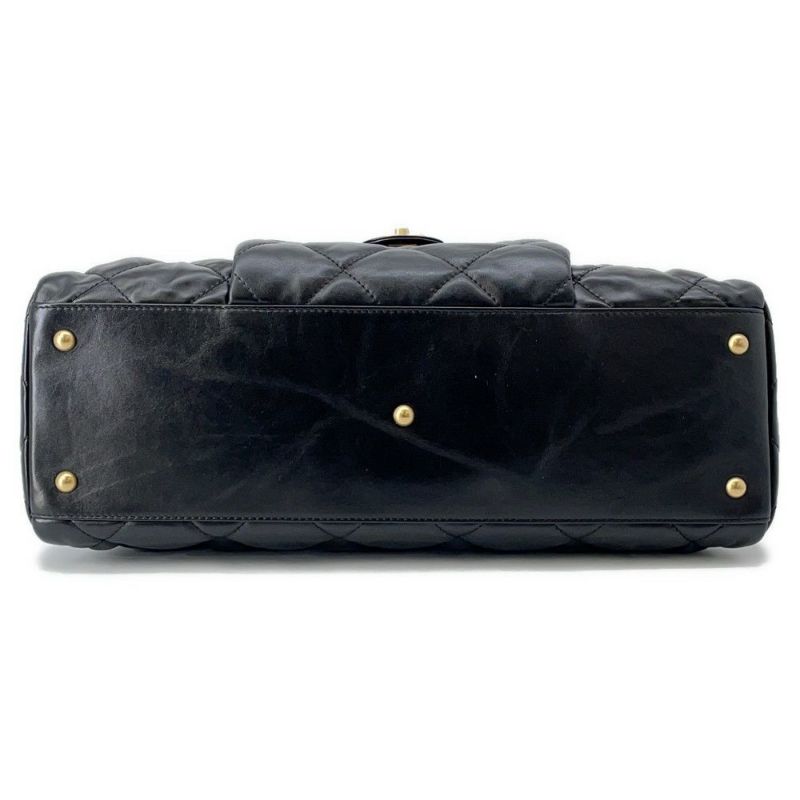 シャネル ショルダーバッグ ココマーク マトラッセ マキシボーリングバッグ カーフレザー AS4812  CHANEL 黒