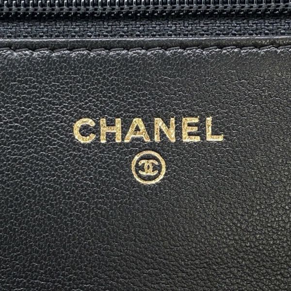 シャネル チェーンウォレット カメリア ココマーク ラムスキン A47421 CHANEL 財布 黒