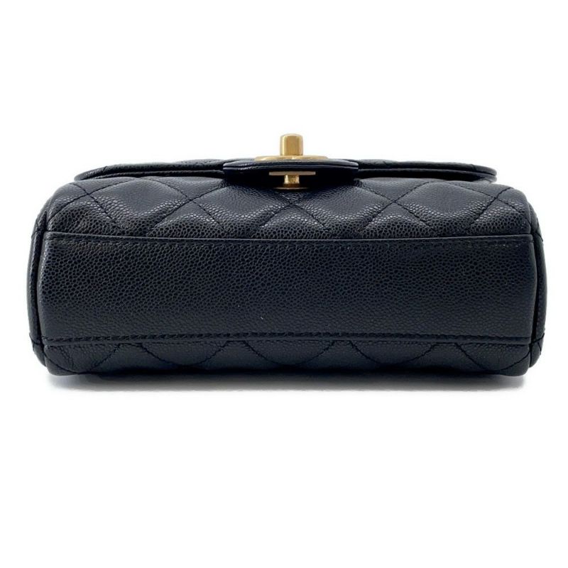 シャネル チェーンショルダーバッグ ココマーク マトラッセ キャビアスキン AS5239 CHANEL ミニ 黒