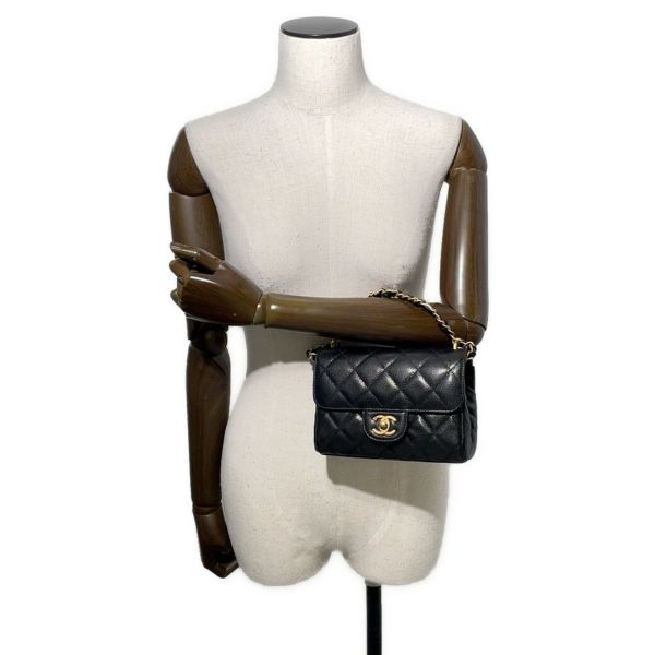 シャネル チェーンショルダーバッグ ココマーク マトラッセ キャビアスキン AS5239 CHANEL ミニ 黒
