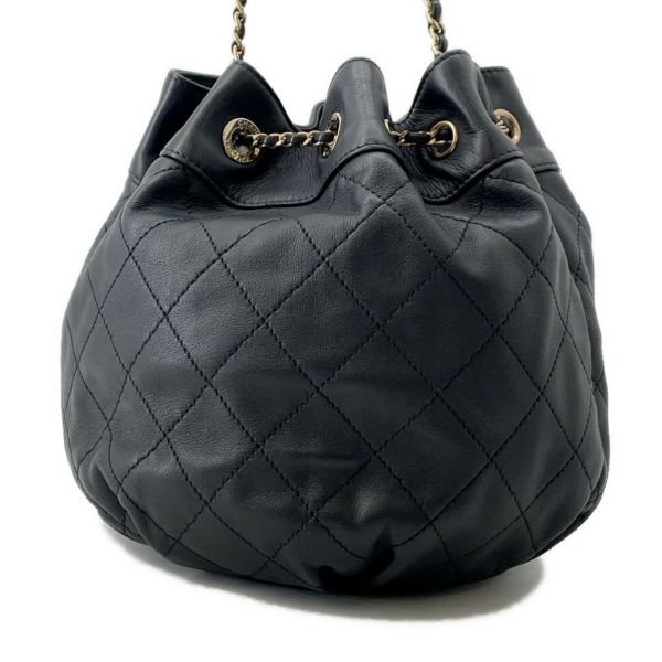 シャネル チェーンショルダーバッグ ココマーク マトラッセ 巾着 ラムスキン AS1439 CHANEL 黒