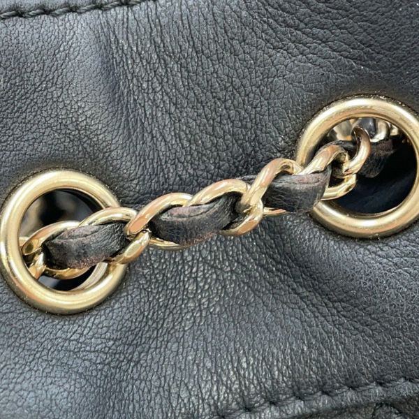 シャネル チェーンショルダーバッグ ココマーク マトラッセ 巾着 ラムスキン AS1439 CHANEL 黒