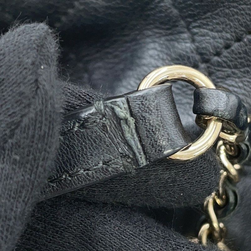 シャネル チェーンショルダーバッグ ココマーク マトラッセ 巾着 ラムスキン AS1439 CHANEL 黒
