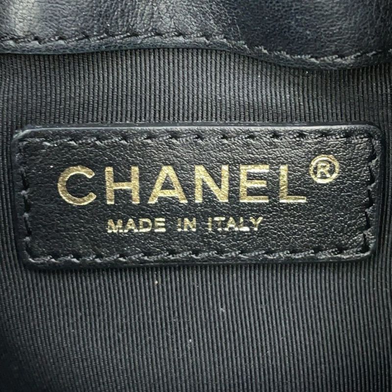 シャネル チェーンショルダーバッグ ココマーク マトラッセ 巾着 ラムスキン AS1439 CHANEL 黒