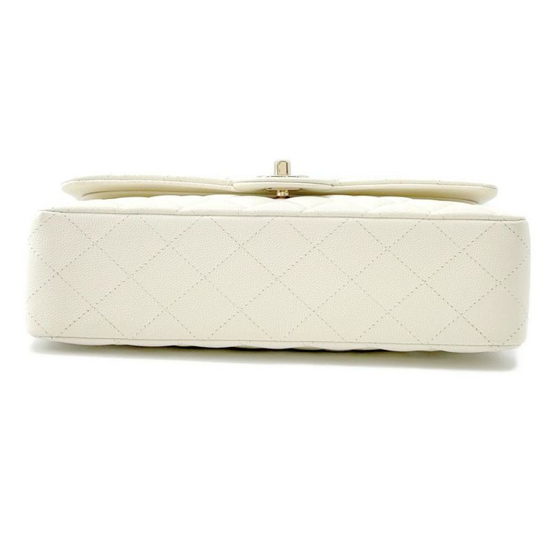 シャネル チェーンショルダーバッグ マトラッセ25 ココマーク ダブルチェーン キャビアスキン A01112 CHANEL 白