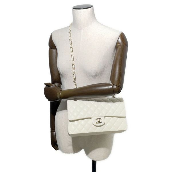 シャネル チェーンショルダーバッグ マトラッセ25 ココマーク ダブルチェーン キャビアスキン A01112 CHANEL 白