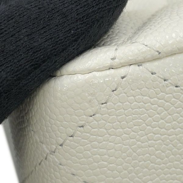シャネル チェーンショルダーバッグ マトラッセ25 ココマーク ダブルチェーン キャビアスキン A01112 CHANEL 白