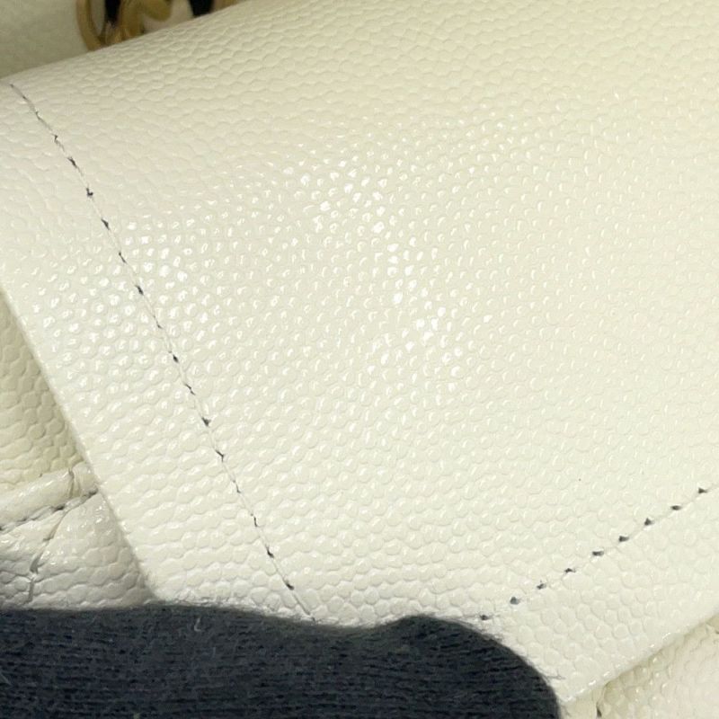 シャネル チェーンショルダーバッグ マトラッセ25 ココマーク ダブルチェーン キャビアスキン A01112 CHANEL 白