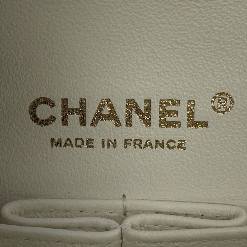 シャネル チェーンショルダーバッグ マトラッセ25 ココマーク ダブルチェーン キャビアスキン A01112 CHANEL 白
