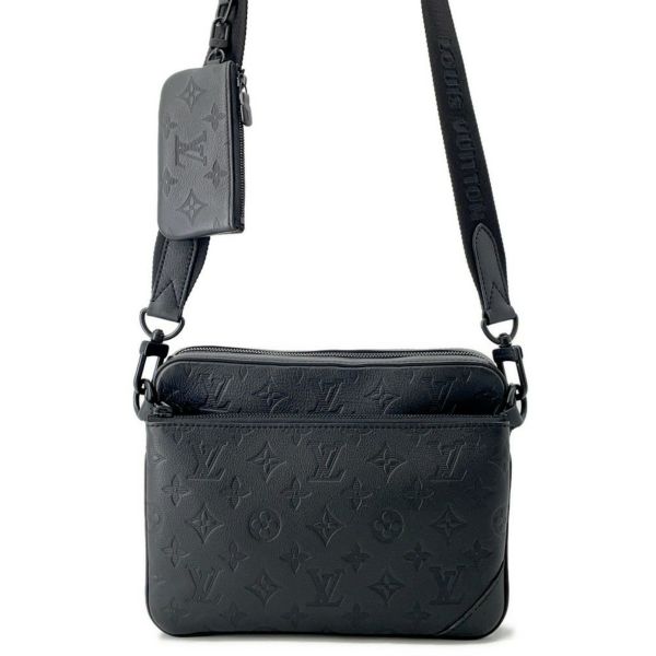ルイヴィトン ショルダーバッグ モノグラム・シャドウ トリオ メッセンジャー M46602 LOUIS VUITTON ブラック 黒