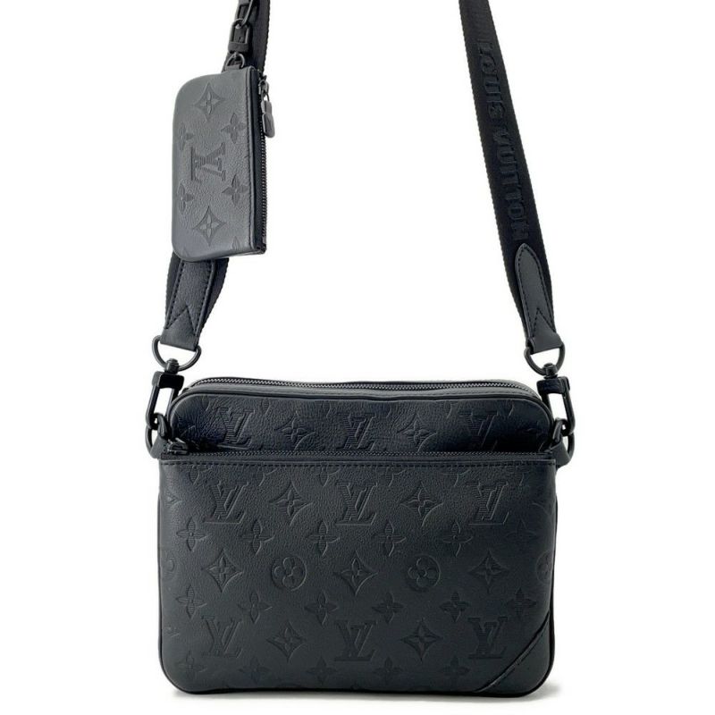 ルイヴィトン ショルダーバッグ モノグラム・シャドウ トリオ メッセンジャー M46602 LOUIS VUITTON ブラック 黒