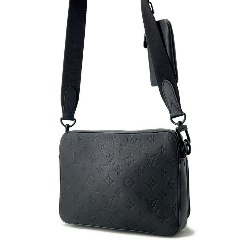 ルイヴィトン ショルダーバッグ モノグラム・シャドウ トリオ メッセンジャー M46602 LOUIS VUITTON ブラック 黒