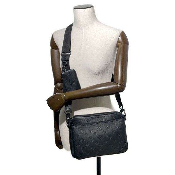 ルイヴィトン ショルダーバッグ モノグラム・シャドウ トリオ メッセンジャー M46602 LOUIS VUITTON ブラック 黒