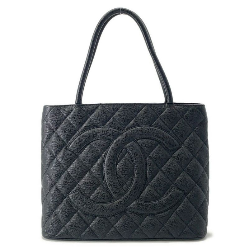 シャネル トートバッグ 復刻トート マトラッセ ココマーク キャビアスキン A01804 CHANEL 黒