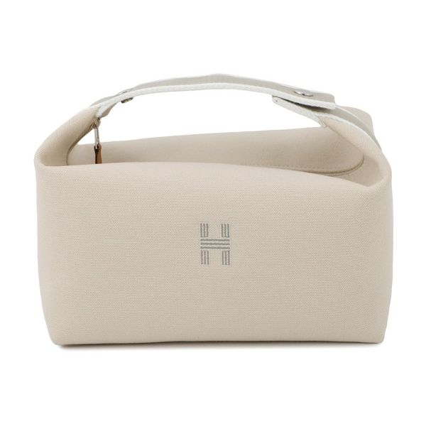 エルメス ポーチ ブリッド・ア・ブラックGM ベージュ/シルバー金具 キャンバス HERMES バッグ 小物入れ