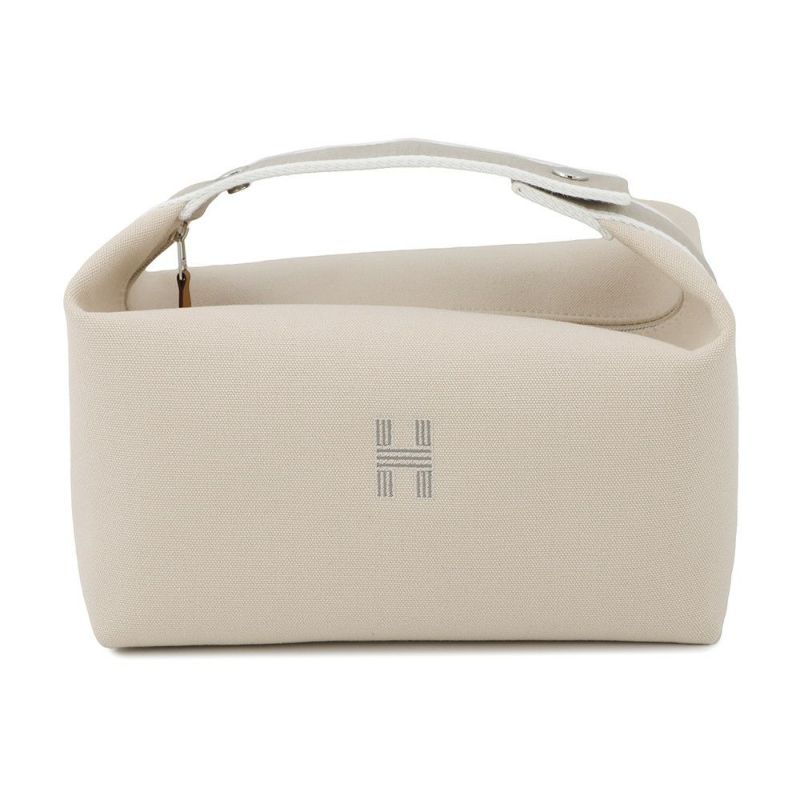エルメス ポーチ ブリッド・ア・ブラックGM ベージュ/シルバー金具 キャンバス HERMES バッグ 小物入れ