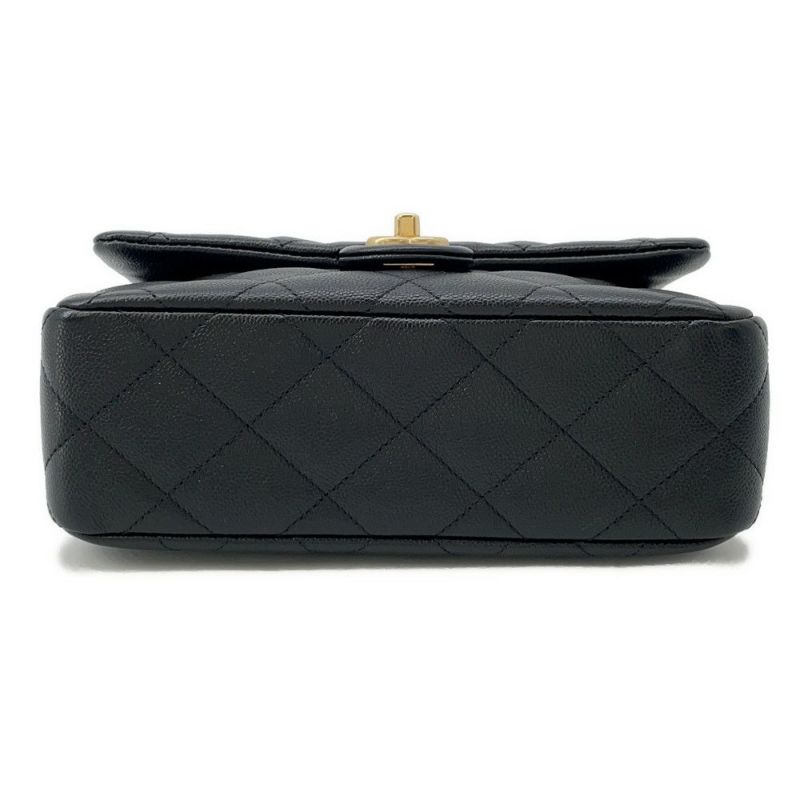 シャネル チェーンショルダーバッグ ココマーク マトラッセ ハート型ココボール キャビアスキン AS3921 CHANEL 黒