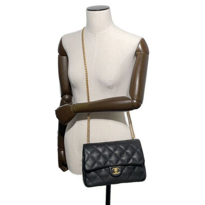 シャネル チェーンショルダーバッグ ココマーク マトラッセ ハート型ココボール キャビアスキン AS3921 CHANEL 黒